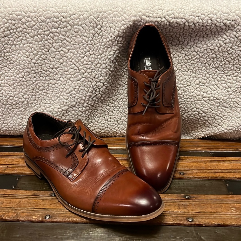 Stacy Adams Dickinson Mens 13Wide Cognac Brown Cap Toe Oxford Dress Shoes